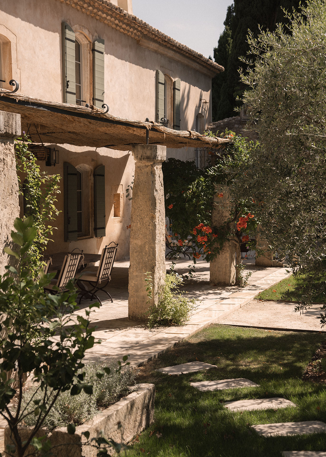 Peaceful moment on the terrace with a garden view at a Provençal villa