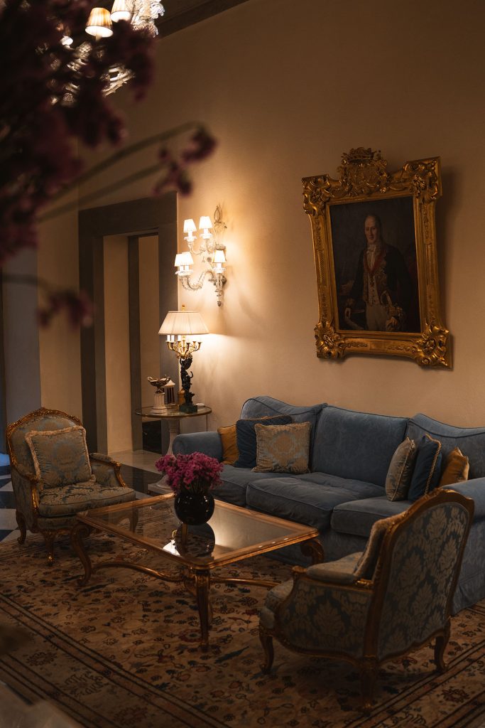 Grand lobby of Four Seasons Firenze with Renaissance architecture