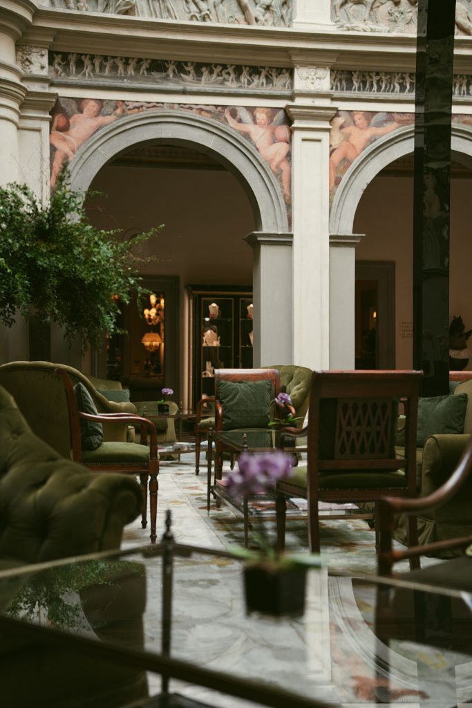 Grand lobby of Four Seasons Firenze with Renaissance architecture