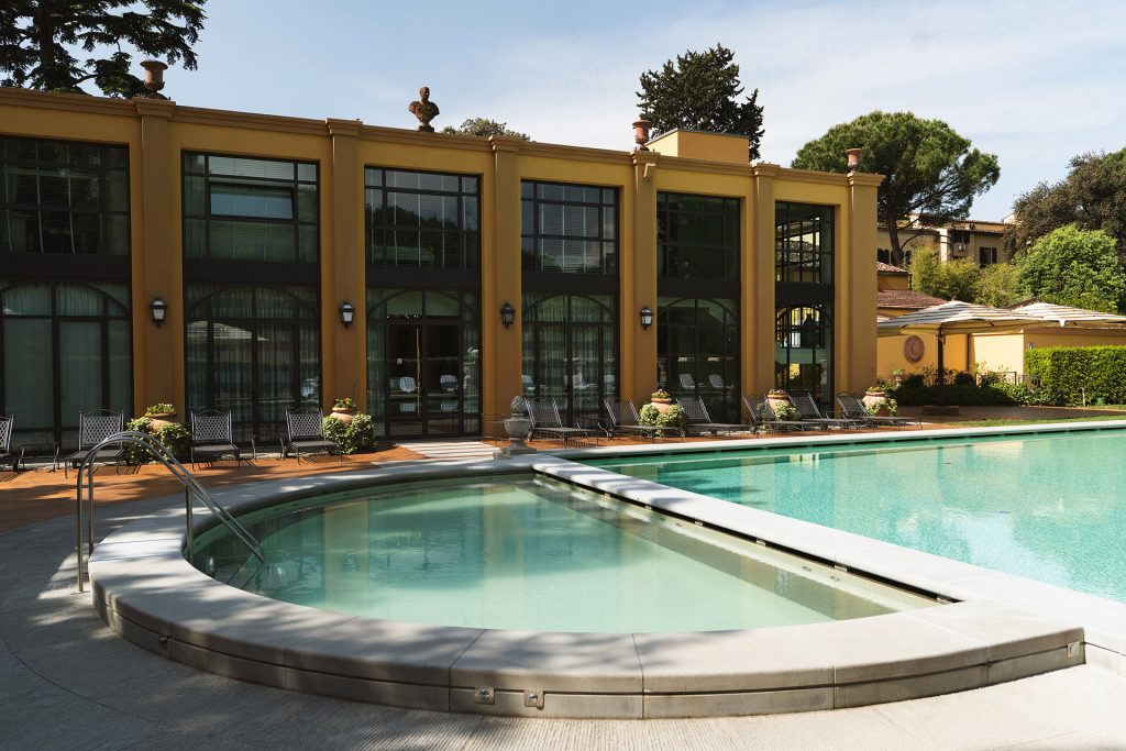 Outdoor pool in the private gardens of Four Seasons Firenze